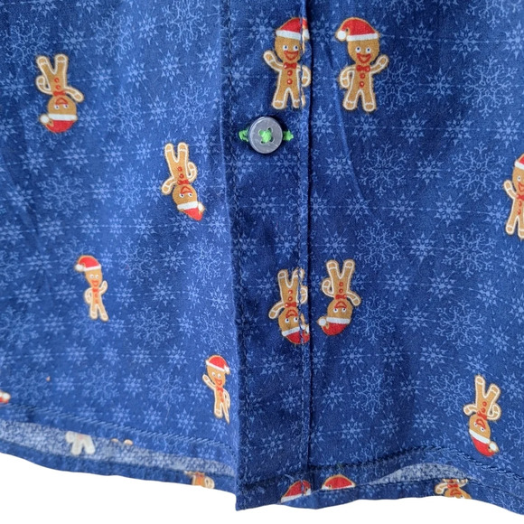 Drill Clothing Co. Large Blue Gingerbread Collared Button Down Long Sleeve Shirt - Picture 9 of 16